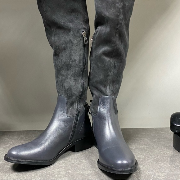 RUDSAK - Navy Blue leather & micro suede knee high riding boots with zip closure - Picture 16 of 16